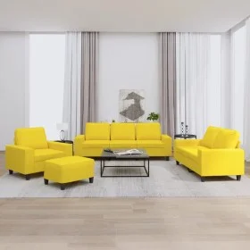 Juego de sofás 4 piezas tela amarillo claro de , Sofás - Ref: Foro24-3201879, Precio: 779,43 €, Descuento: %