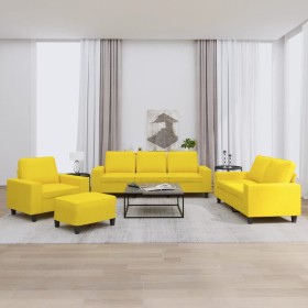 Juego de sofás 4 piezas tela amarillo claro de , Sofás - Ref: Foro24-3201879, Precio: 791,98 €, Descuento: %