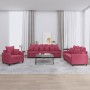 Juego de sofás con cojines 3 piezas terciopelo rojo tinto de , Sofás - Ref: Foro24-3201684, Precio: 613,17 €, Descuento: %