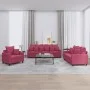 Three-piece velvet sofa set with red wine cushions by , Sofas - Ref: Foro24-3201684, Price: 575,44 €, Discount: %