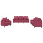 Juego de sofás con cojines 3 piezas terciopelo rojo tinto de , Sofás - Ref: Foro24-3201684, Precio: 613,17 €, Descuento: %