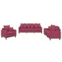 Three-piece velvet sofa set with red wine cushions by , Sofas - Ref: Foro24-3201684, Price: 575,44 €, Discount: %
