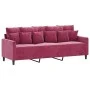 Three-piece velvet sofa set with red wine cushions by , Sofas - Ref: Foro24-3201684, Price: 575,44 €, Discount: %