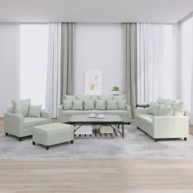 Set of sofas with 4 light gray velvet cushions by , Sofas - Ref: Foro24-3201690, Price: 655,59 €, Discount: %