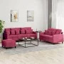 Juego de sofás con cojines 3 piezas terciopelo rojo tinto de , Sofás - Ref: Foro24-3201734, Precio: 505,37 €, Descuento: %