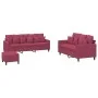 Juego de sofás con cojines 3 piezas terciopelo rojo tinto de , Sofás - Ref: Foro24-3201734, Precio: 505,37 €, Descuento: %