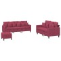 Juego de sofás con cojines 3 piezas terciopelo rojo tinto de , Sofás - Ref: Foro24-3201734, Precio: 514,75 €, Descuento: %