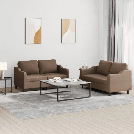 Sofagarnitur mit Kissen 2-teilig aus braunem Stoff von , Sofas - Ref: Foro24-3201805, Preis: 404,81 €, Rabatt: %