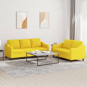 Juego de sofás con cojines 2 piezas tela amarillo claro de , Sofás - Ref: Foro24-3201839, Precio: 424,37 €, Descuento: %