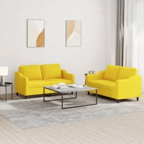 Juego de sofás con cojines 2 piezas tela amarillo claro de , Sofás - Ref: Foro24-3201807, Precio: 402,34 €, Descuento: %
