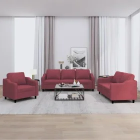 Juego de sofás con cojines 3 piezas tela rojo tinto de , Sofás - Ref: Foro24-3201776, Precio: 677,72 €, Descuento: %