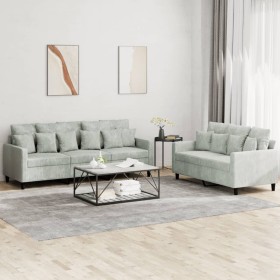Juego de sofás con cojines 2 piezas terciopelo gris claro de , Sofás - Ref: Foro24-3201720, Precio: 428,34 €, Descuento: %