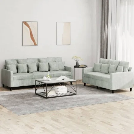Juego de sofás con cojines 2 piezas terciopelo gris claro de , Sofás - Ref: Foro24-3201720, Precio: 474,97 €, Descuento: %