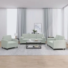 3-piece light gray velvet sofa set with cushions by , Sofas - Ref: Foro24-3201954, Price: 601,06 €, Discount: %