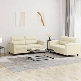 2-piece cream synthetic leather sofa set with cushions by , Sofas - Ref: Foro24-3202363, Price: 473,42 €, Discount: %
