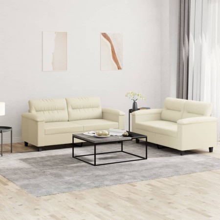 Juego de sofás con cojines 2 piezas cuero sintético crema de , Sofás - Ref: Foro24-3202363, Precio: 508,35 €, Descuento: %