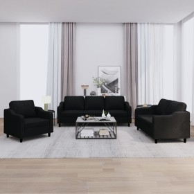 Juego de sofás con cojines 3 piezas tela negro de , Sofás - Ref: Foro24-3201774, Precio: 588,68 €, Descuento: %