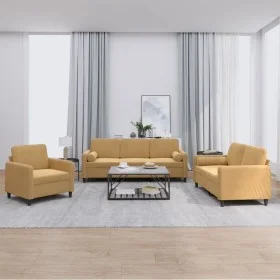Three-piece brown velvet sofa set with cushions by , Sofas - Ref: Foro24-3201961, Price: 646,81 €, Discount: %