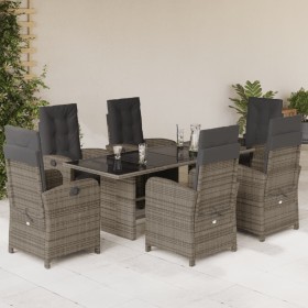 Set comedor jardín 7 pzas y cojines ratán sintético gris en Conjuntos de jardín | Comprar online en Foru.es