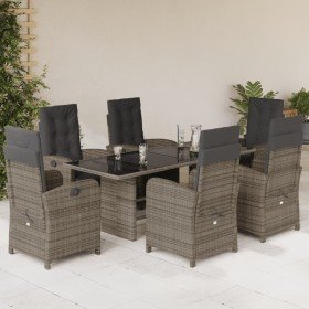 Set comedor jardín 7 pzas y cojines ratán sintético gris en Conjuntos de jardín | Comprar online en Foru.es