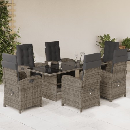Set comedor jardín 7 pzas y cojines ratán sintético gris en Conjuntos de jardín | Comprar online en Foru.es