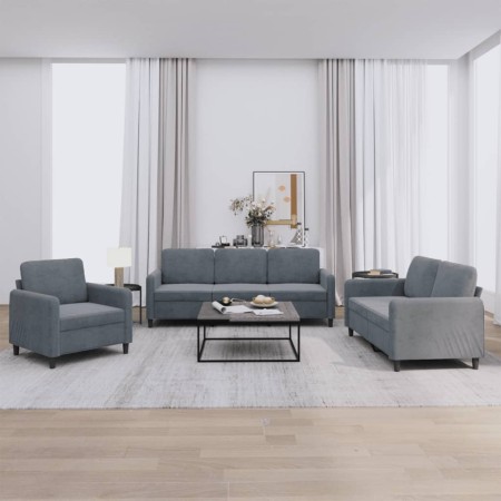 Juego de sofás 3 piezas terciopelo gris oscuro de , Sofás - Ref: Foro24-3201935, Precio: 588,67 €, Descuento: %