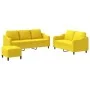 Juego de sofás con cojines 3 piezas tela amarillo claro de , Sofás - Ref: Foro24-3201847, Precio: 463,13 €, Descuento: %