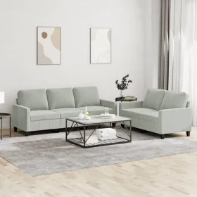 Juego de sofás con cojines 2 piezas terciopelo gris claro de , Sofás - Ref: Foro24-3201516, Precio: 477,33 €, Descuento: %