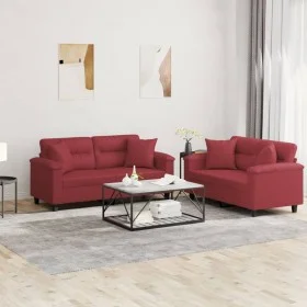Juego de sofás con cojines 2 piezas cuero sintético rojo tinto de , Sofás - Ref: Foro24-3202375, Precio: 503,65 €, Descuento: %