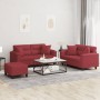 Juego de sofás con cojines 3 piezas cuero sintético rojo tinto de , Sofás - Ref: Foro24-3202380, Precio: 566,95 €, Descuento: %