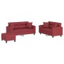 Juego de sofás con cojines 3 piezas cuero sintético rojo tinto de , Sofás - Ref: Foro24-3202380, Precio: 566,95 €, Descuento: %