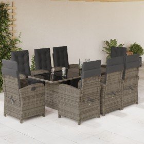 Set comedor jardín 9 pzas y cojines ratán sintético gris en Conjuntos de jardín | Comprar online en Foru.es