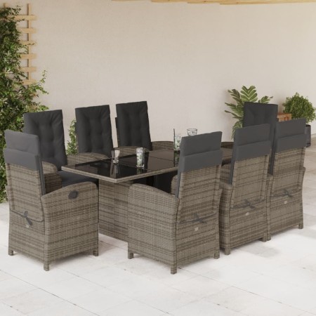 Set comedor jardín 9 pzas y cojines ratán sintético gris en Conjuntos de jardín | Comprar online en Foru.es