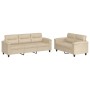 Juego de sofás con cojines 2 piezas tela microfibra crema de , Sofás - Ref: Foro24-3202342, Precio: 569,20 €, Descuento: %