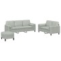 Juego de sofás con cojines 3 piezas terciopelo gris claro de , Sofás - Ref: Foro24-3202044, Precio: 497,44 €, Descuento: %