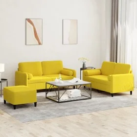 Sofagarnitur mit 3 teiligen Kissen gelber Samt von , Sofas - Ref: Foro24-3202010, Preis: 497,60 €, Rabatt: %