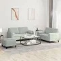 3-piece light gray velvet sofa set with cushions by , Sofas - Ref: Foro24-3202004, Price: 429,93 €, Discount: %