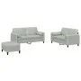 3-piece light gray velvet sofa set with cushions by , Sofas - Ref: Foro24-3202004, Price: 429,93 €, Discount: %