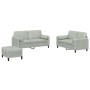 Juego de sofás con cojines 3 piezas terciopelo gris claro de , Sofás - Ref: Foro24-3202004, Precio: 431,69 €, Descuento: %