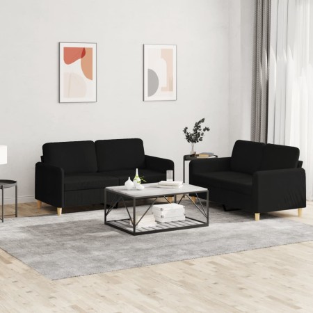 Juego de sofás con cojines 2 piezas tela negro de , Sofás - Ref: Foro24-3202090, Precio: 434,74 €, Descuento: %