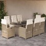 Set comedor de jardín 9 pzas con cojines ratán sintético beige en Conjuntos de jardín | Comprar online en Foru.es