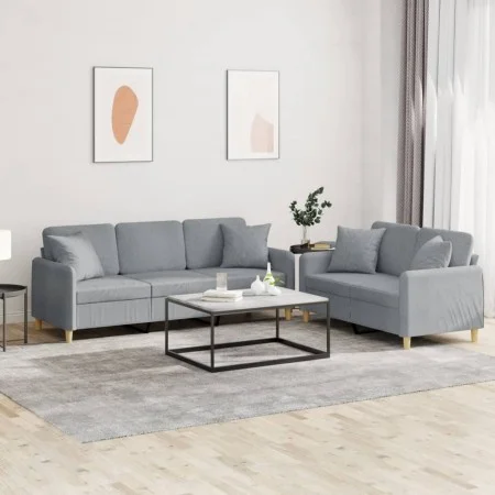 Set von Sofas mit 2 Stück Kissen aus hellgrauem Stoff von , Sofas - Ref: Foro24-3202134, Preis: 499,52 €, Rabatt: %