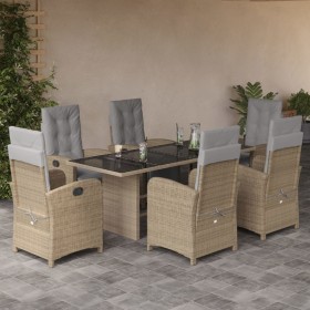 Set comedor de jardín 7 pzas con cojines ratán sintético beige en Conjuntos de jardín | Comprar online en Foru.es