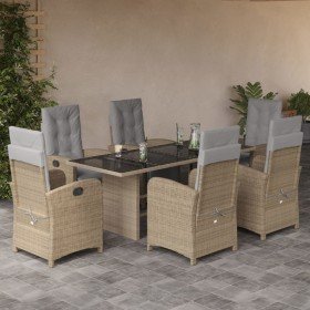 Set comedor de jardín 7 pzas con cojines ratán sintético beige en Conjuntos de jardín | Comprar online en Foru.es