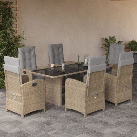 Set comedor de jardín 7 pzas con cojines ratán sintético beige en Conjuntos de jardín | Comprar online en Foru.es