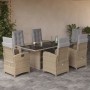 Set comedor de jardín 7 pzas con cojines ratán sintético beige en Conjuntos de jardín | Comprar online en Foru.es