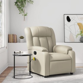 Sillón reclinable de masaje cuero sintético crema de , Sillones - Ref: Foro24-373568, Precio: 238,21 €, Descuento: %