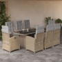 Set comedor de jardín 9 pzas con cojines ratán sintético beige en Conjuntos de jardín | Comprar online en Foru.es