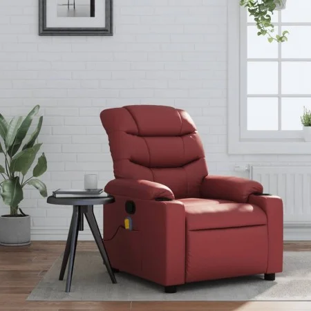 Reclining massage armchair in synthetic red wine leather by , Armchairs - Ref: Foro24-374144, Price: 226,29 €, Discount: %