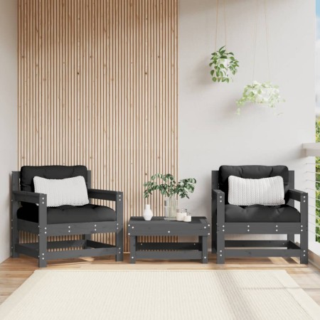 Sillones de jardín 2 unidades madera maciza de pino gris de , Sofás modulares de exterior - Ref: Foro24-825494, Precio: 122,5...